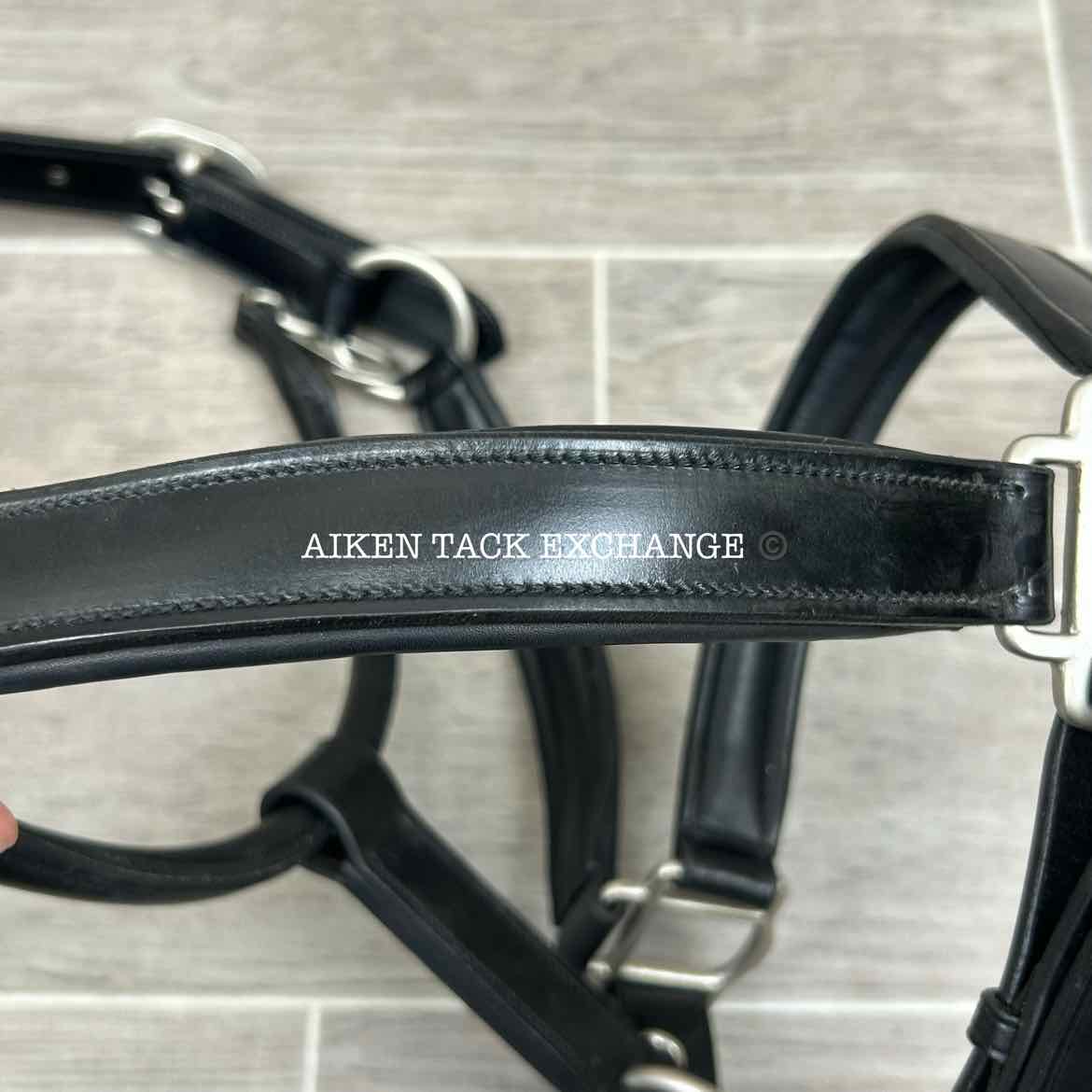 KL Select Red Barn Padded Leather Halter, Black/Nickel, Size Full