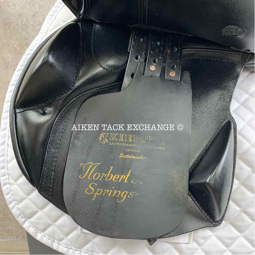 **SOLD** 2002 Kieffer Norbert Koof All Purpose Jump Saddle, 17" Seat, Wide Tree, Wool Flocked Panels