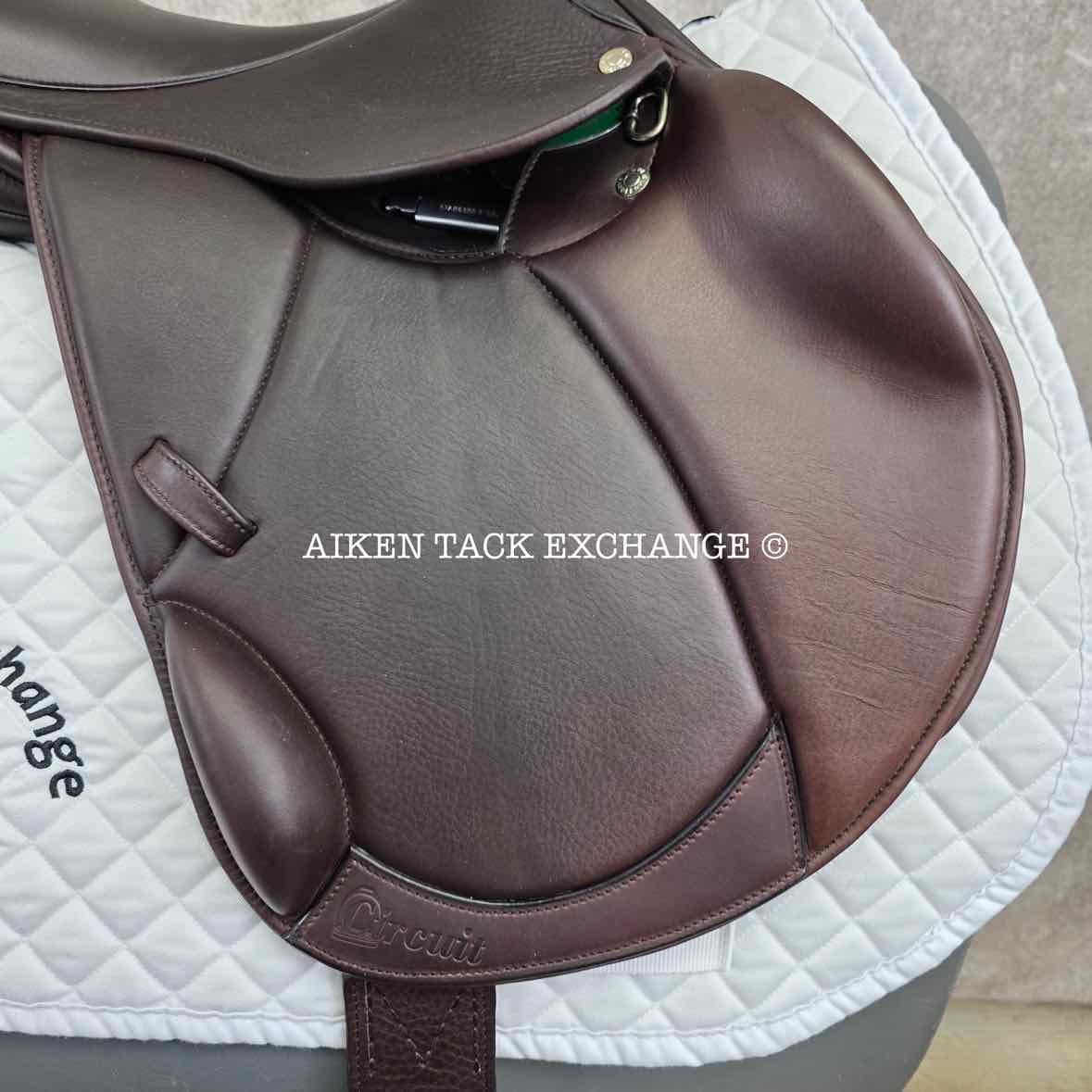2019 Circuit by Dover Saddlery Premier Monoflap Jump Saddle, 17" Seat, Medium Wide Tree, Wool Flocked Panels