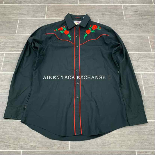 Ely Cattleman Country Charmers American Rose Button Up Shirt, Women's Medium