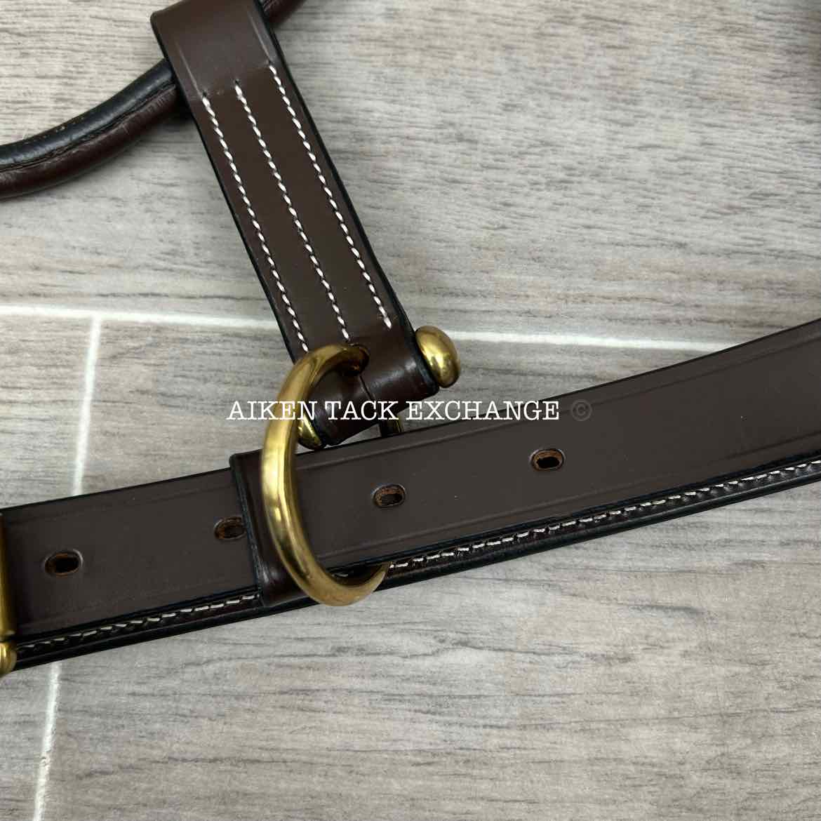 KL Select Black Oak Pine Leather Halter, Brown/Brass, Size Full