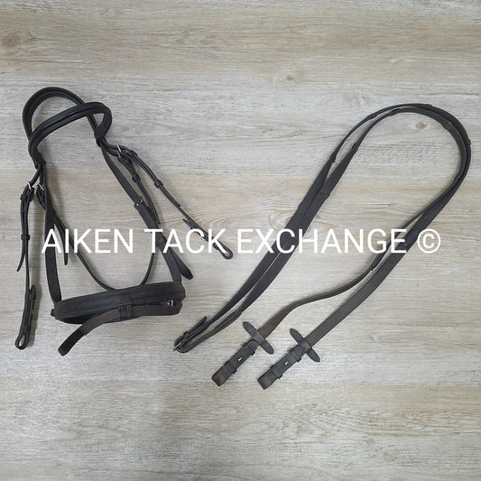 BARGAIN BUNDLE: Otto Schumacher Flash Bridle with Passier Cotton Web Reins, Blac