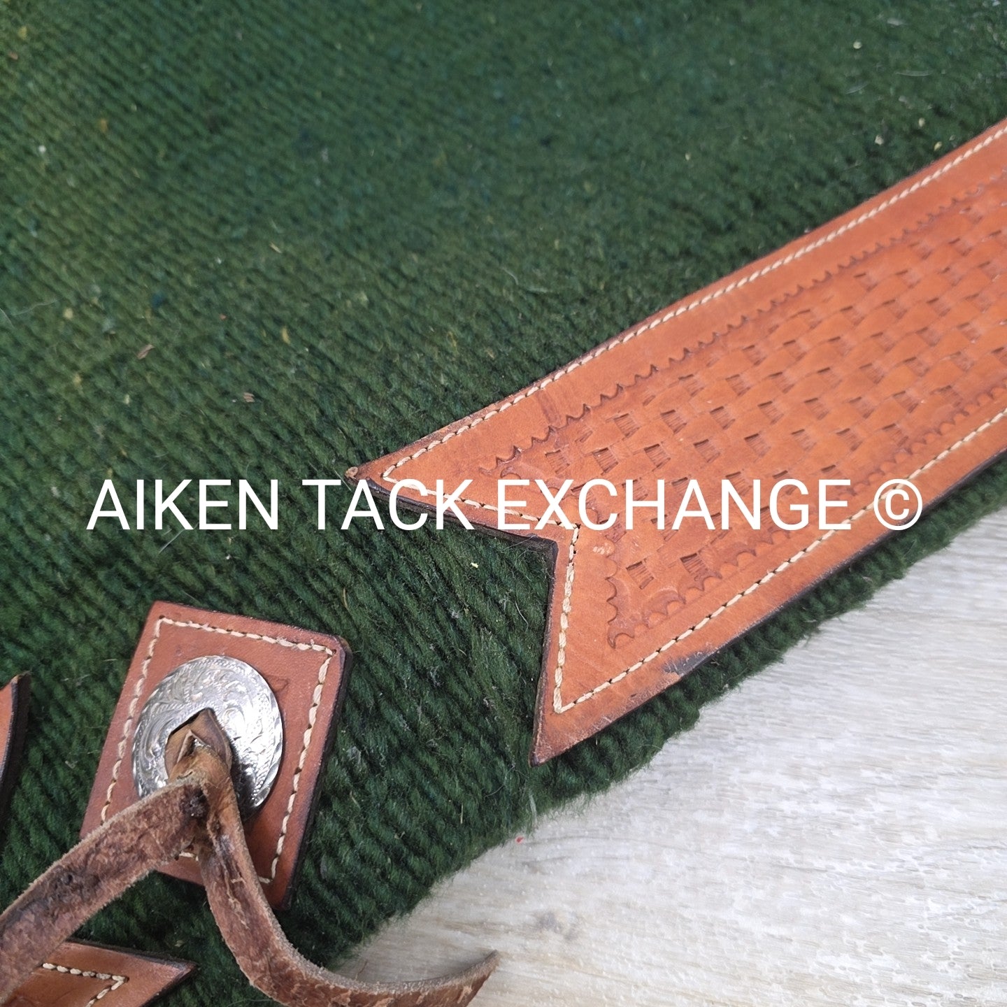 Western Saddle Pad with Tooled Leather Trim