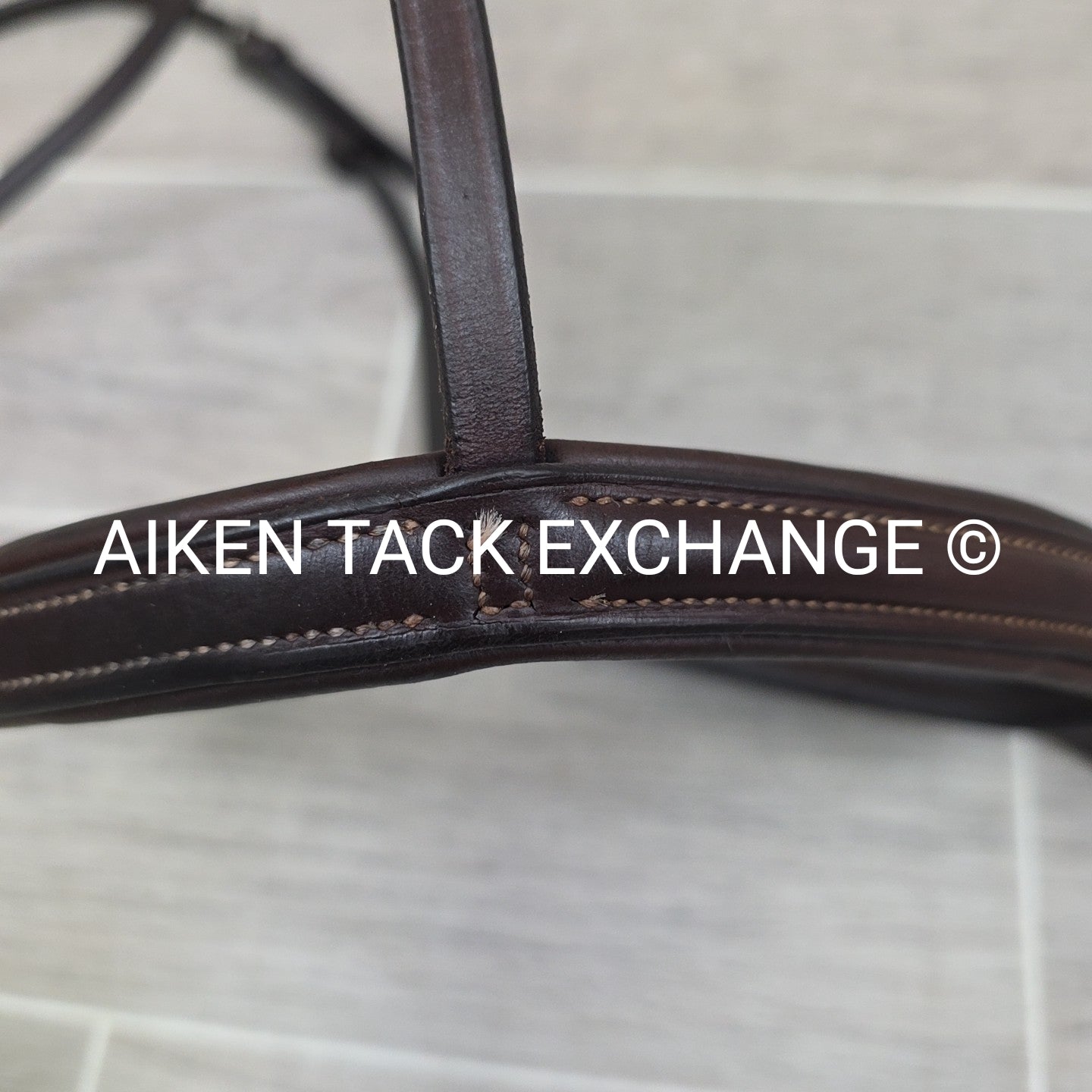 Plain Raised Noseband with Matching Browband, Brown, Size Full