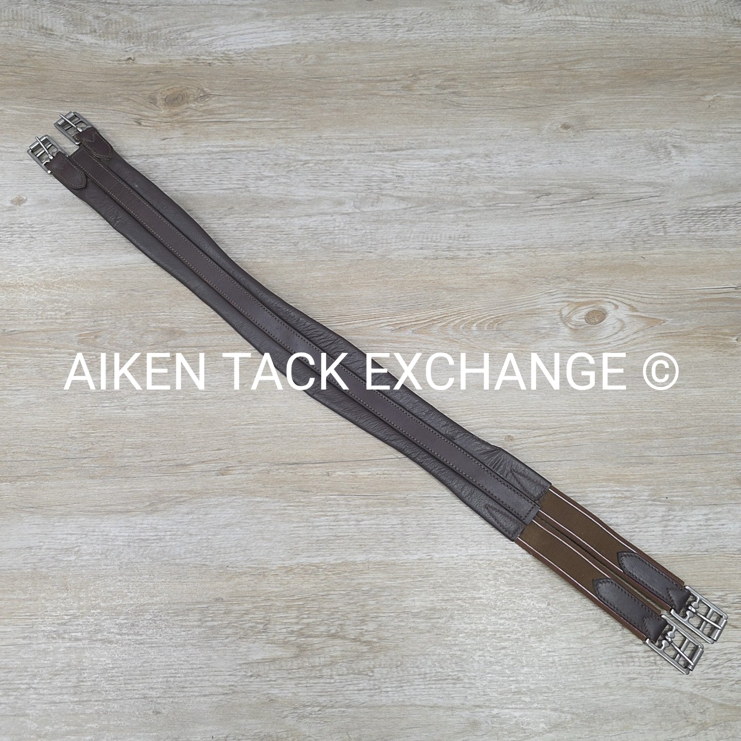 English Girth with Single End Elastic, Brown, 40"