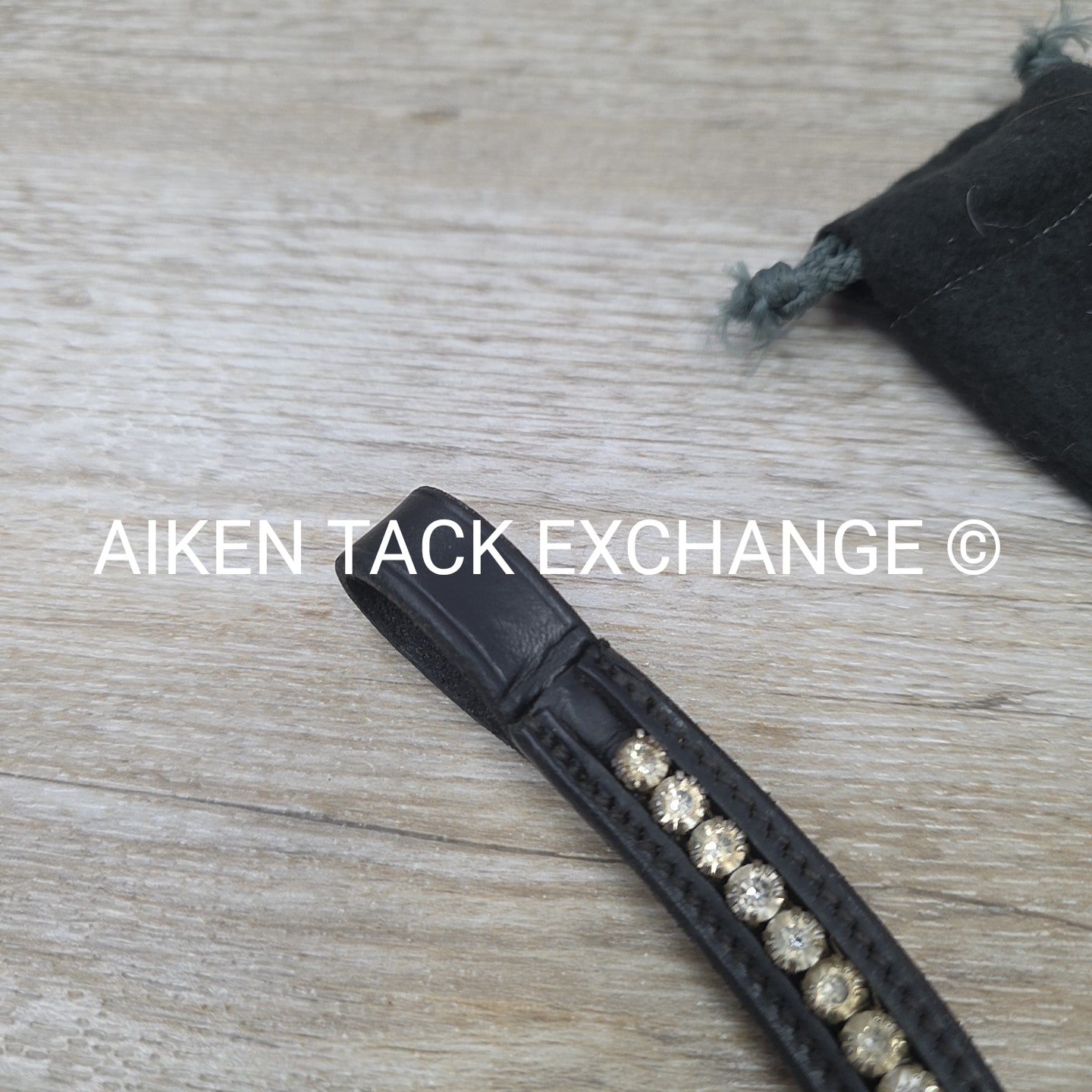 Passier Waved Big Stone Browband with Otto Schumacher Cover, Black & Clear, 17.5