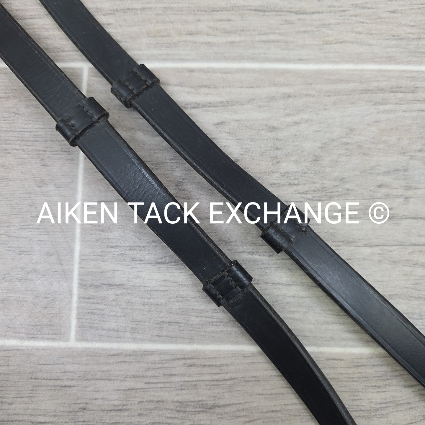 Leather Reins with Hand Stops, Black, Size Full