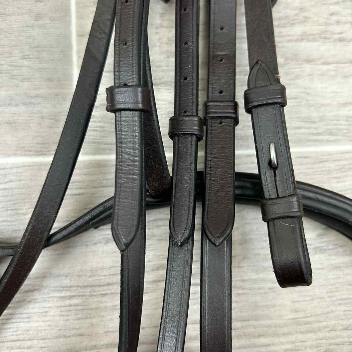 Padded Square Raised Fancy Stitch Monocrown Hunter Bridle, No Reins, Oversize