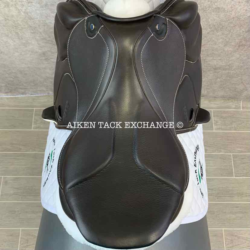 2021 Stubben Zaria Optimum Monoflap Jump Saddle, 17.5" Seat with Biomex, Short Flap, 27 cm Tree - Narrow, Wool Flocked Panels
