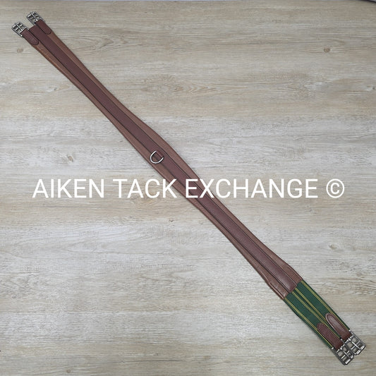 Leather Girth with Single End Elastic, Brown 54"