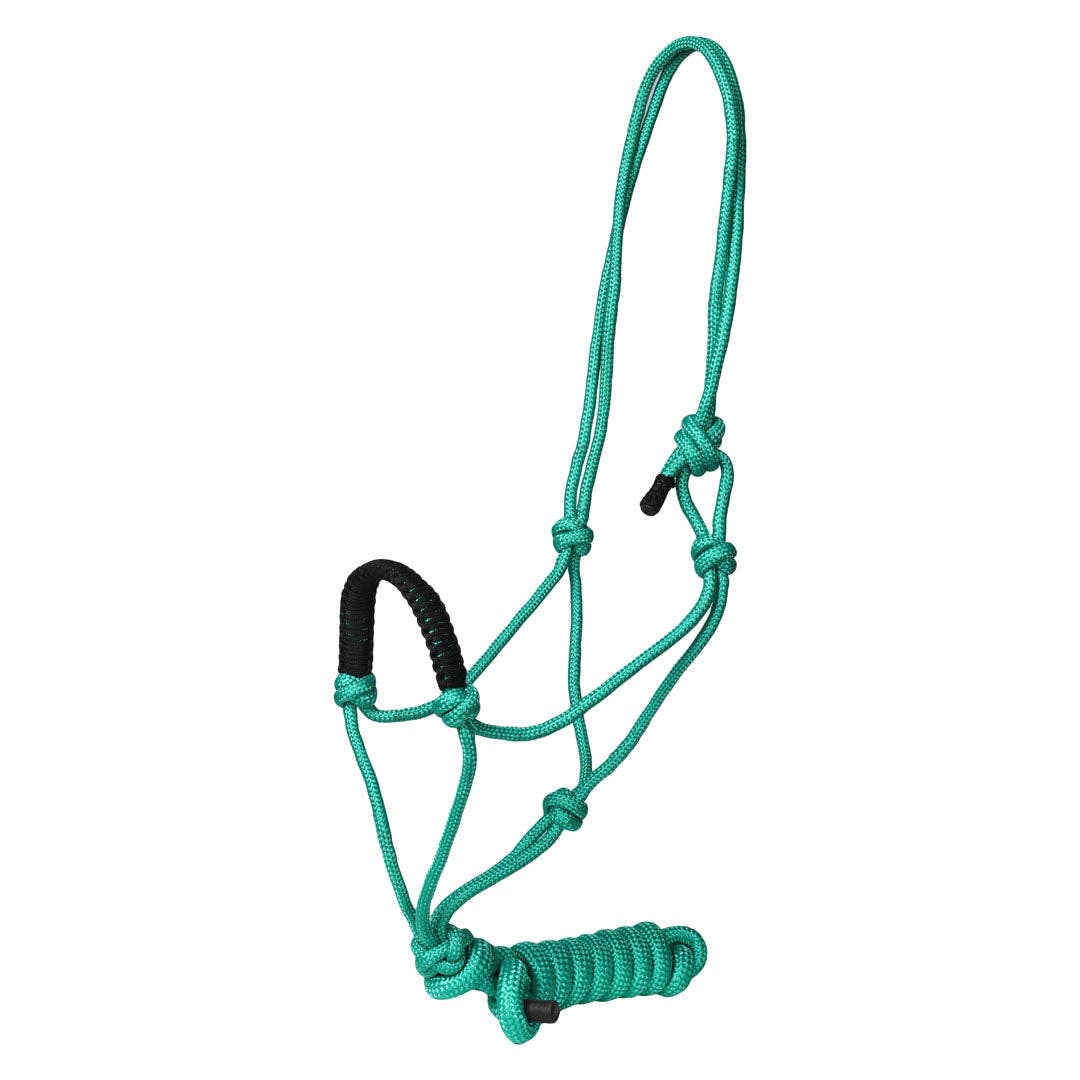 TuffRider Rugged Rope Halter Braided Noseband with Matching Lead: Blue / Horse