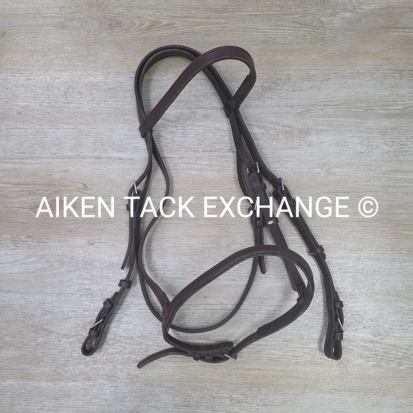 Plain Raised Heavy Duty Bridle, No Reins, Brown, Oversize