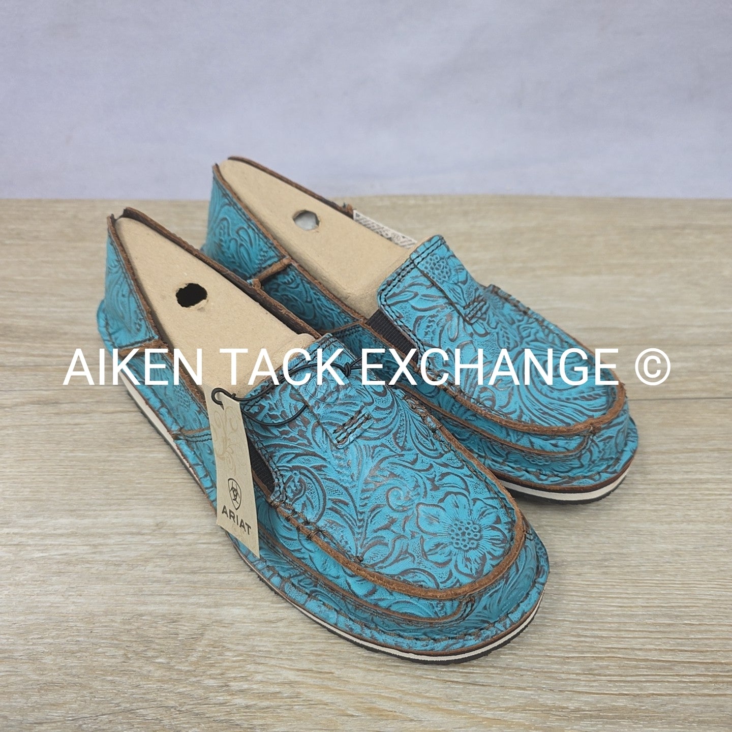 Ariat Brushed Turquoise Floral Embossed Cruisers, Brand New, Size 7.5