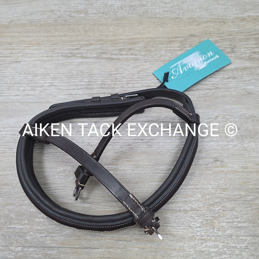 Shires Avignon Fancy Stitch Noseband for Monocrown Bridle, Brown,  Size Cob
