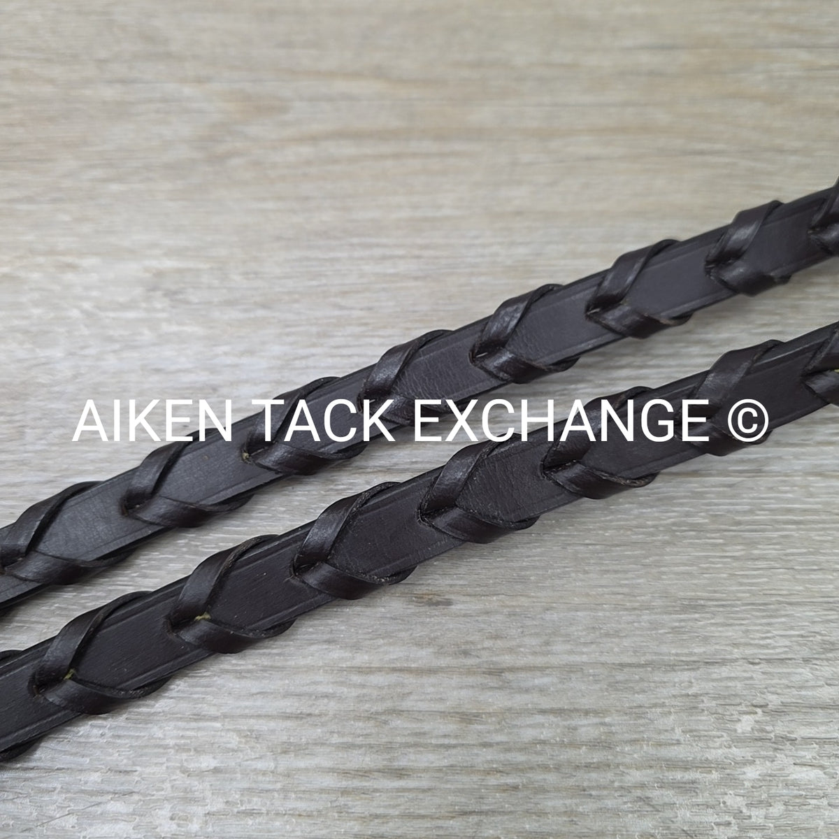 Flat Laced Reins, Brown, 62"
