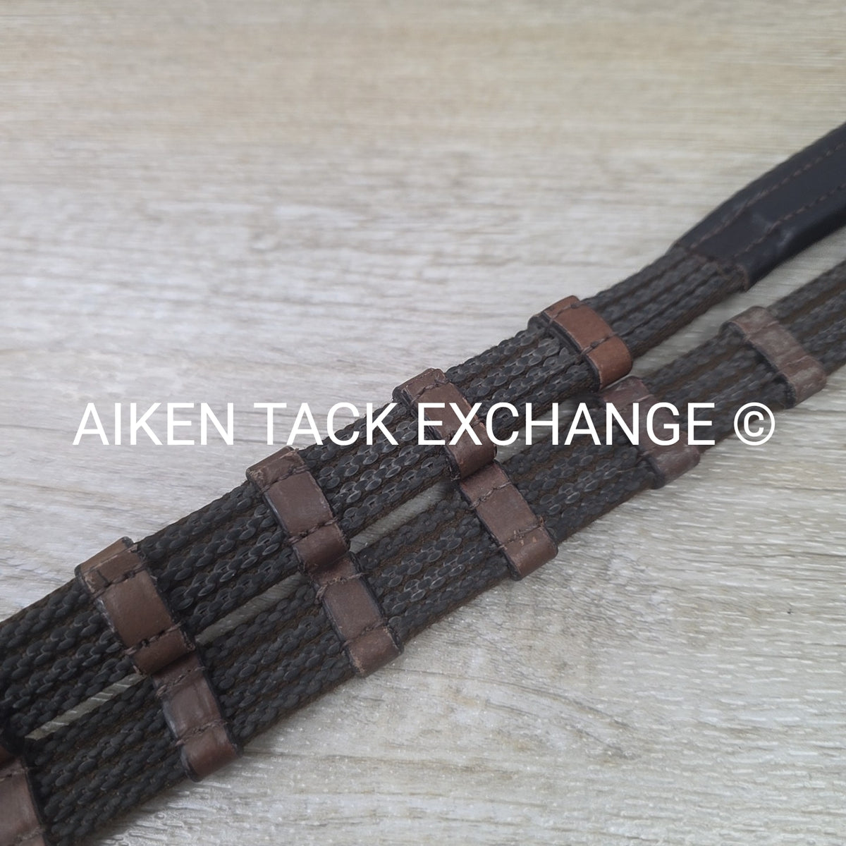 Correct Connect Sure Grip Rubber Reins with 1" Hand Stops, Brown, 55"