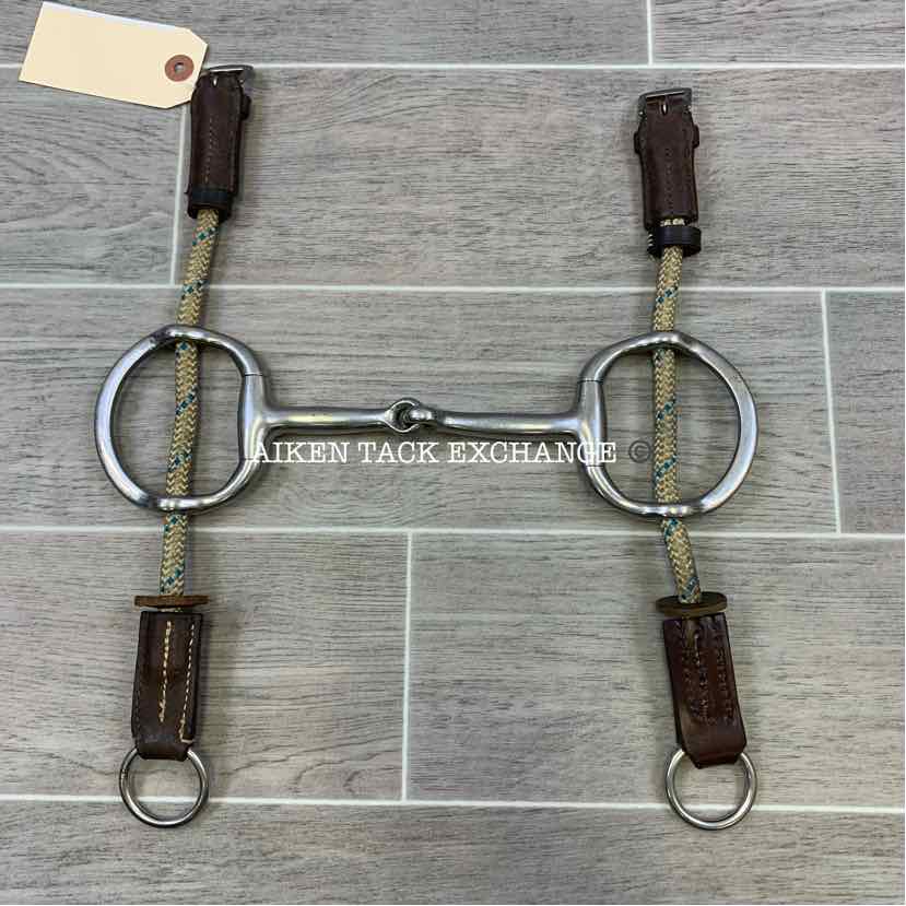 Single Joint Eggbutt Large Ring Polo Gag Bit w/ Rope Cheek Pieces 5.75"