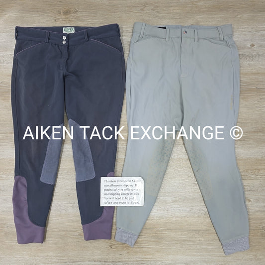 BARGAIN BUNDLE 2 Knee Patch Breeches: Dover Saddlery, Size 32R & Ariat, Size 34R