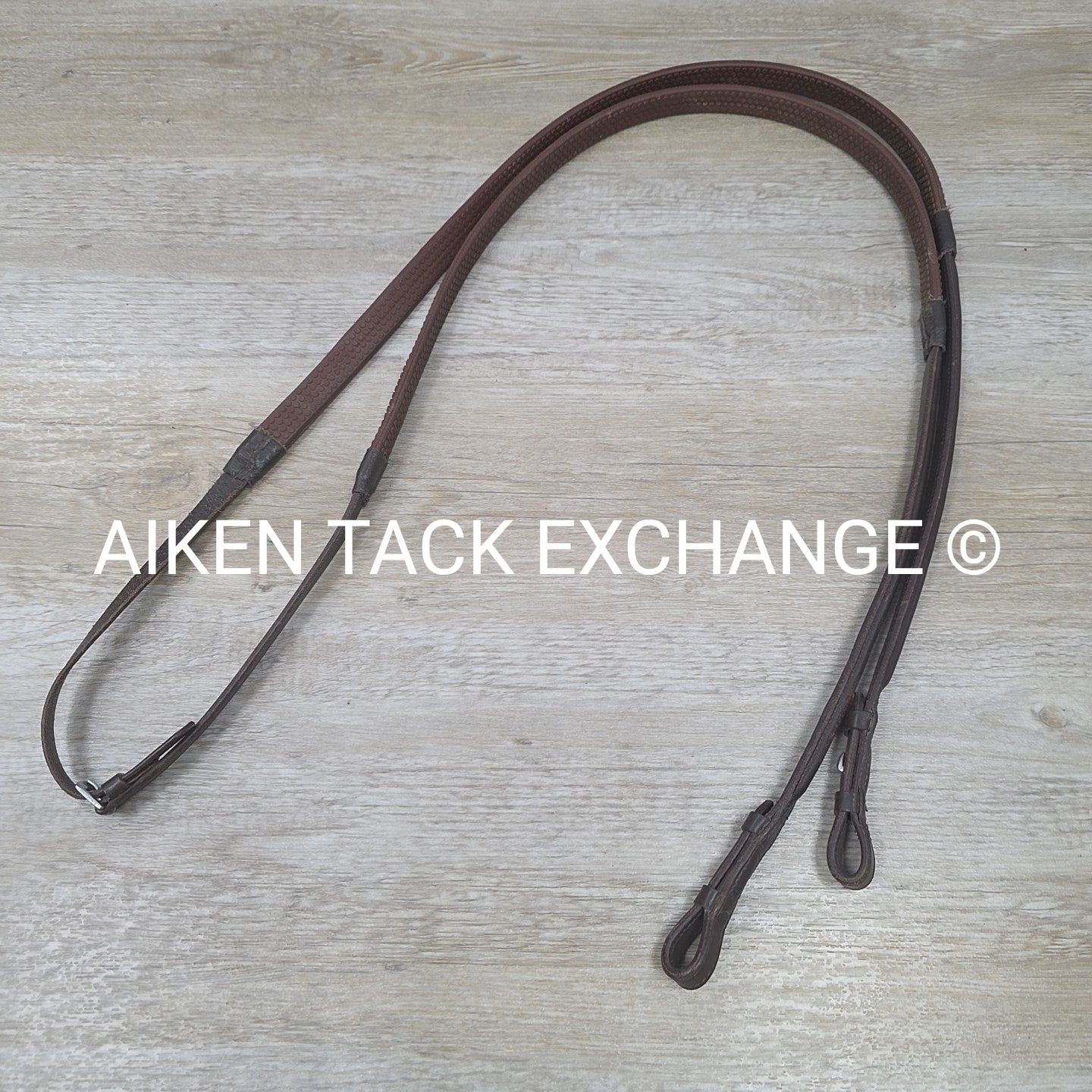 Plain Raised Rubber Reins, Brown, Size Cob / 54"