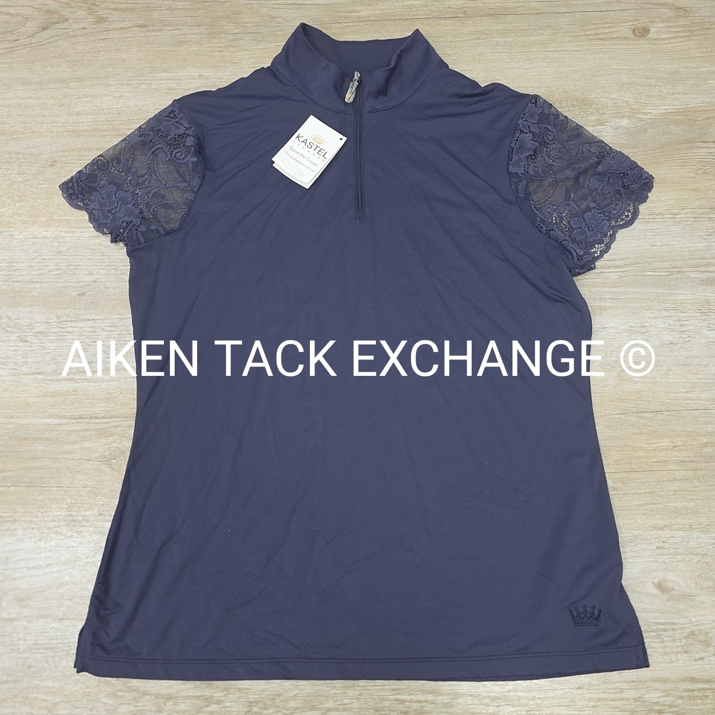 Kastel Denmark Lace Quarter Zip Cap Sleeve Top, Size Large