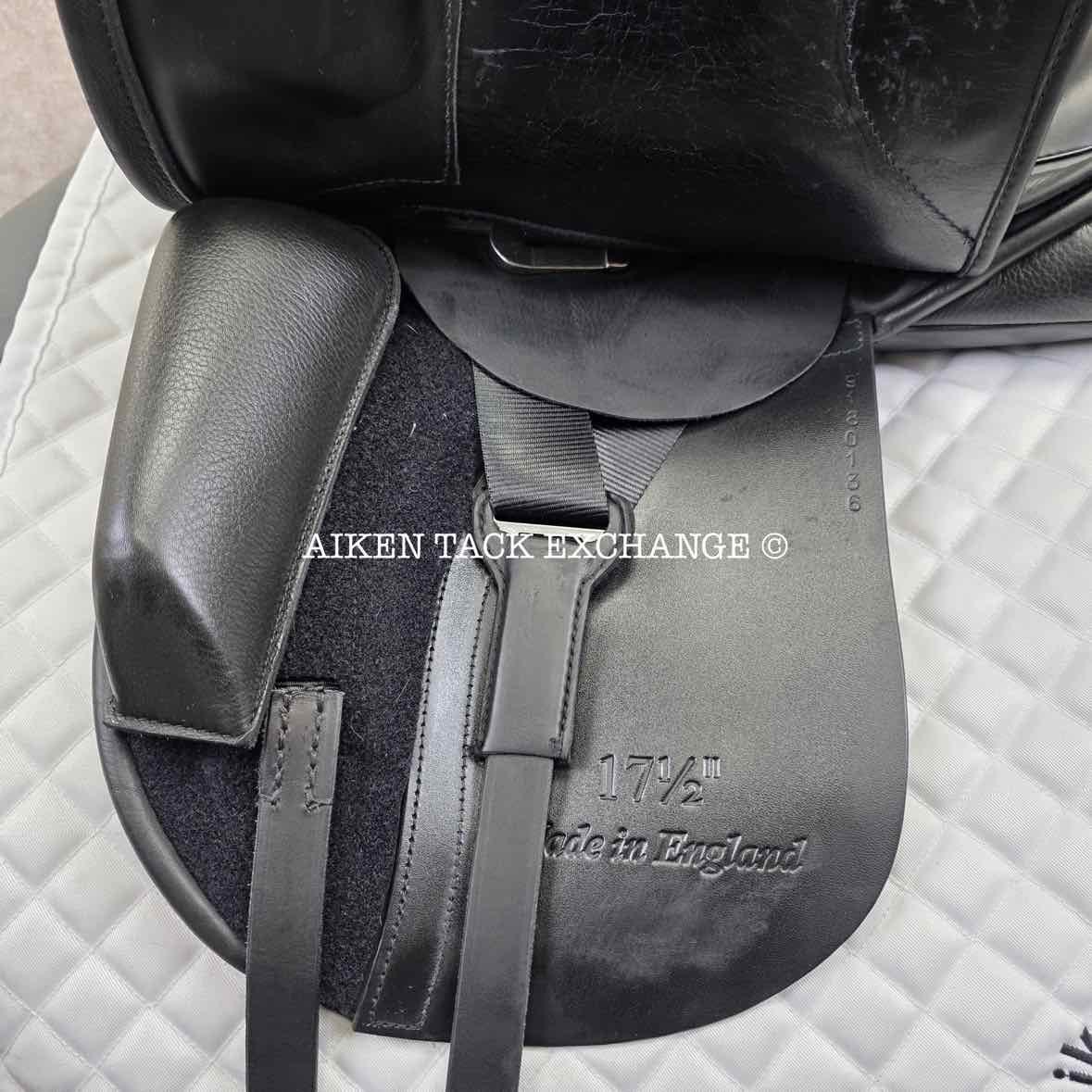 **SOLD** Gullikson Jerger-Genser Dressage Saddle, 17.5" Seat, Extra Short Flap, Wide Tree, Wool Flocked Panels