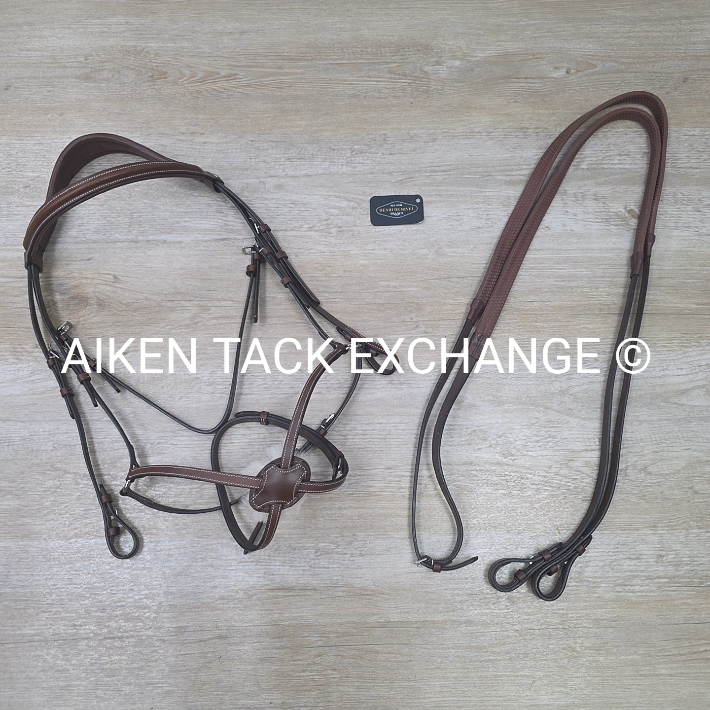 HDR Pro Mono Crown Figure 8 Bridle with Rubber Reins, Australian Nut, Oversize