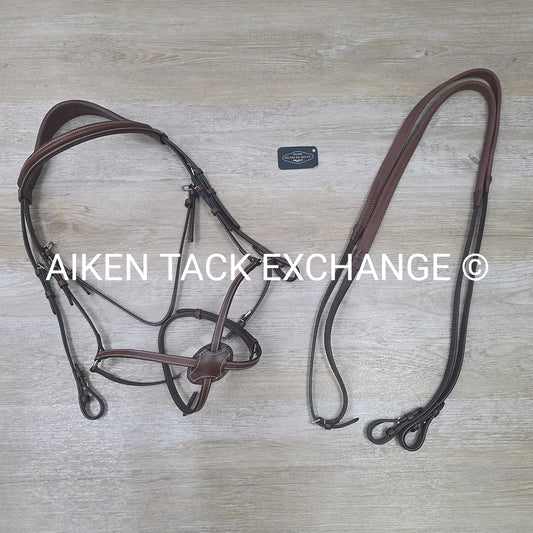 HDR Pro Mono Crown Figure 8 Bridle with Rubber Reins, Australian Nut, Oversize