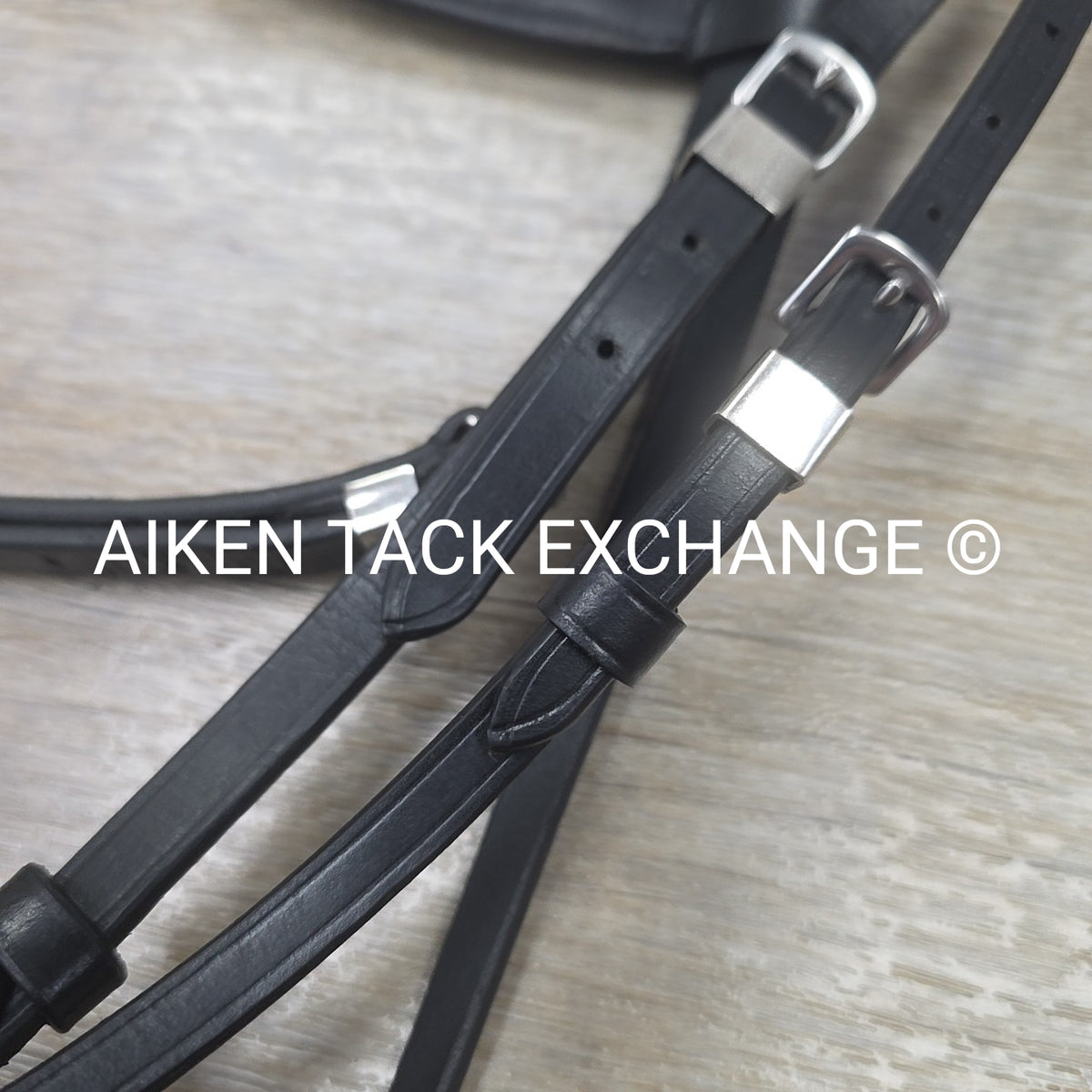 Leather Bridle, No Noseband, with Matching Cotton Web Reins, Black, Oversize