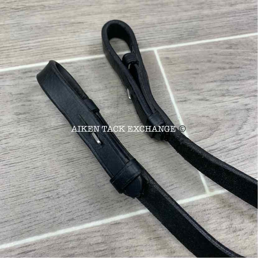 Leather Reins with Hand Stops & Hook Stud Ends, Black, 60"