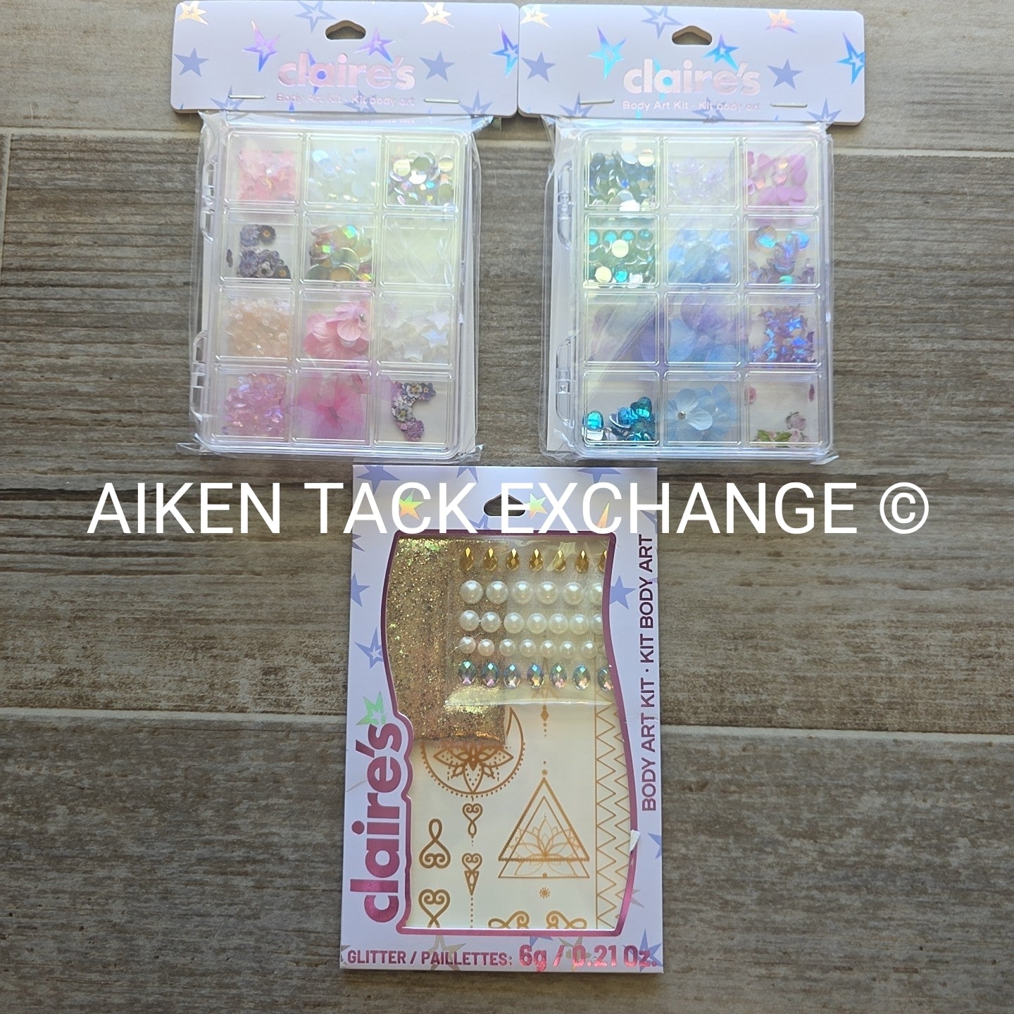 Claire's Body Art Kits - 2 Large Gem Kits w/ Case + 1 Gem & Glitter Kit