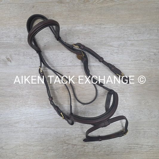 Harmohn Kraft Royal Plain Raised Flash Bridle, No Reins, Brown, Size Full