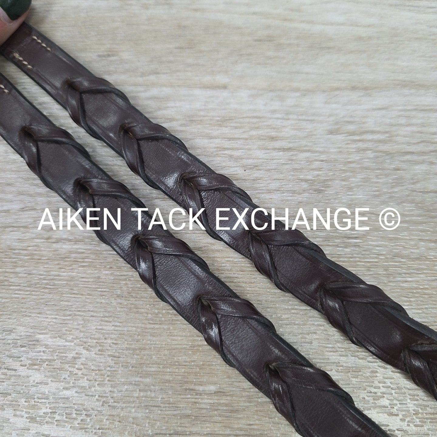 KL Select Black Oak Fancy Stitched Square Raised Laced Reins, Brown, 55"