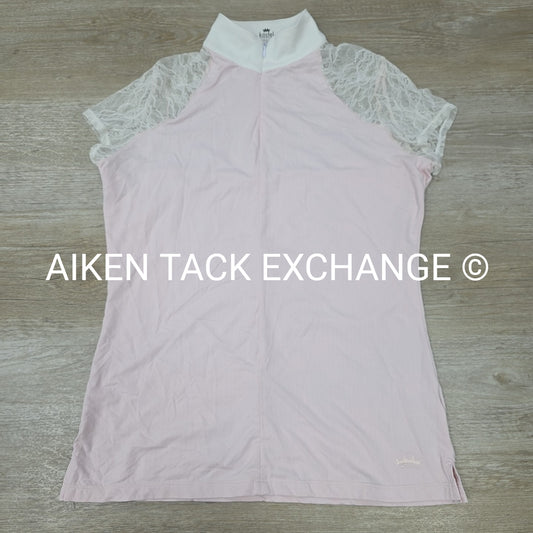 Kastel Denmark Lace Cap Sleeve 1/4 Zip Show Shirt, Women's Small