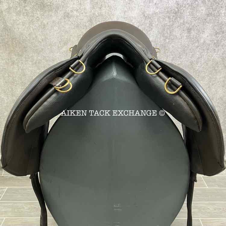 **SOLD** 2012 Jeffries Flyover Monoflap Jump Saddle, 18" Seat, Wide Tree, Wool Flocked Panels
