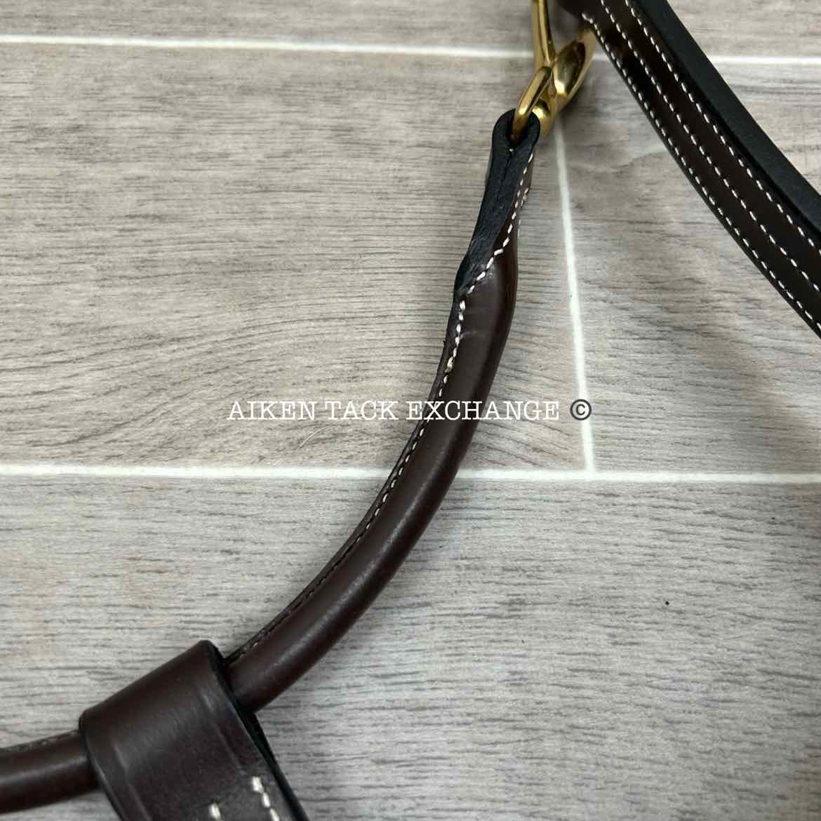 KL Select Black Oak Pine Leather Halter, Brown/Brass, Size Pony