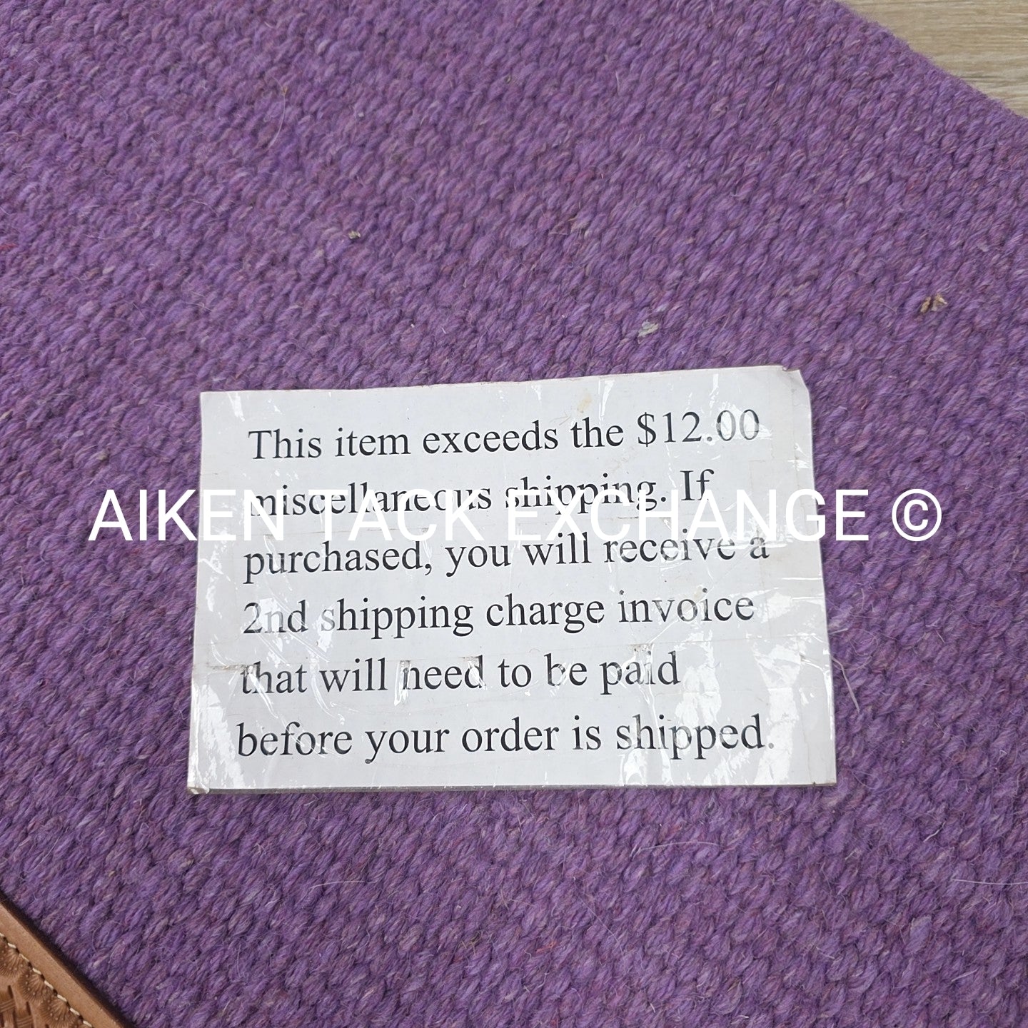 Western Saddle Blanket with Leather Detail, 34" x 36"