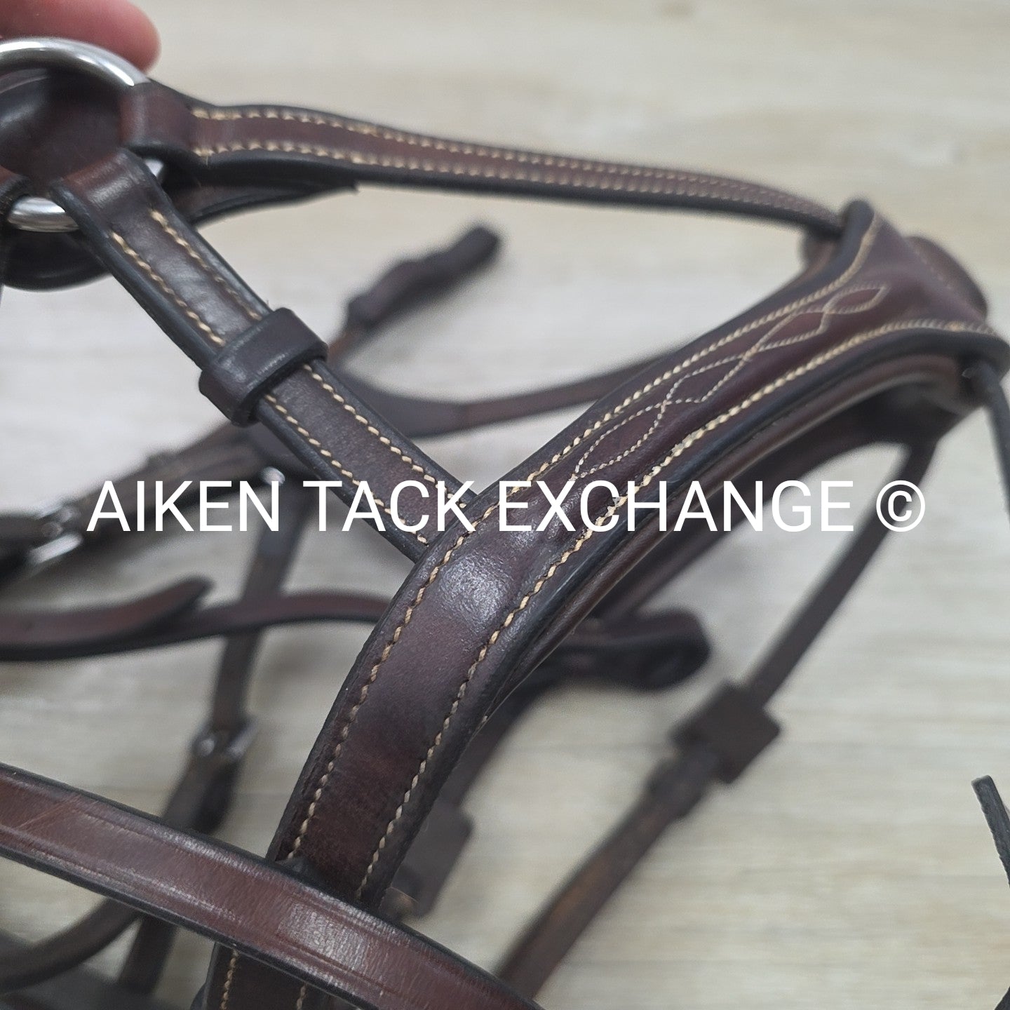 Nunn Finer Arianna Bridle with Halter Ego Bling Browband, No Reins, Brown, Full