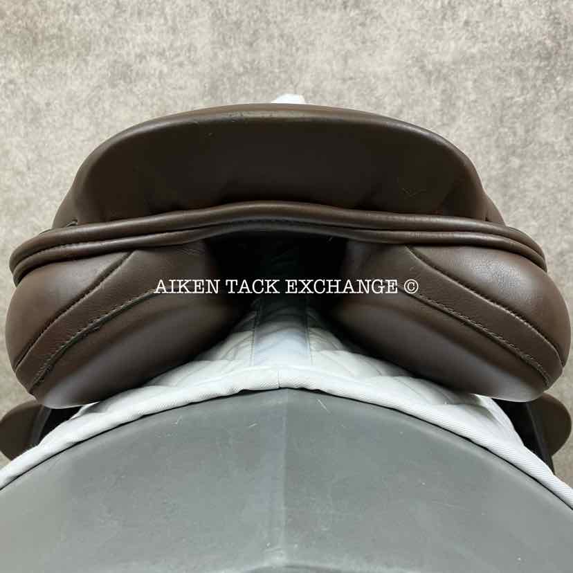 **SOLD** 2019 Custom Saddlery Monte Carlo Monoflap Jump Saddle, 17.5" Seat, Adjustable Tree, Wool Flocked Hybrid Panels