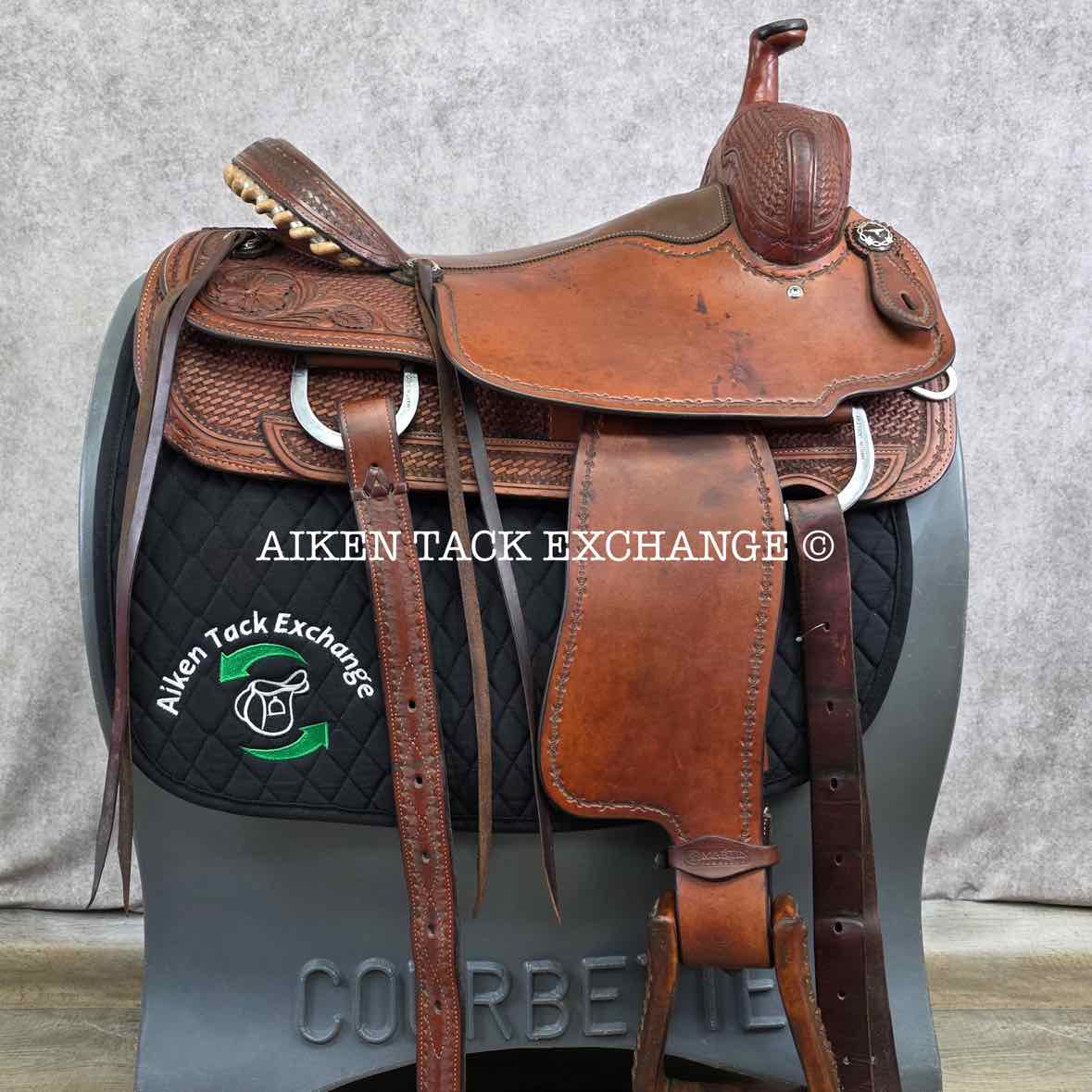 Martin Saddlery Western Saddle, 17.5" Seat, Wide Tree - Full QH Bars