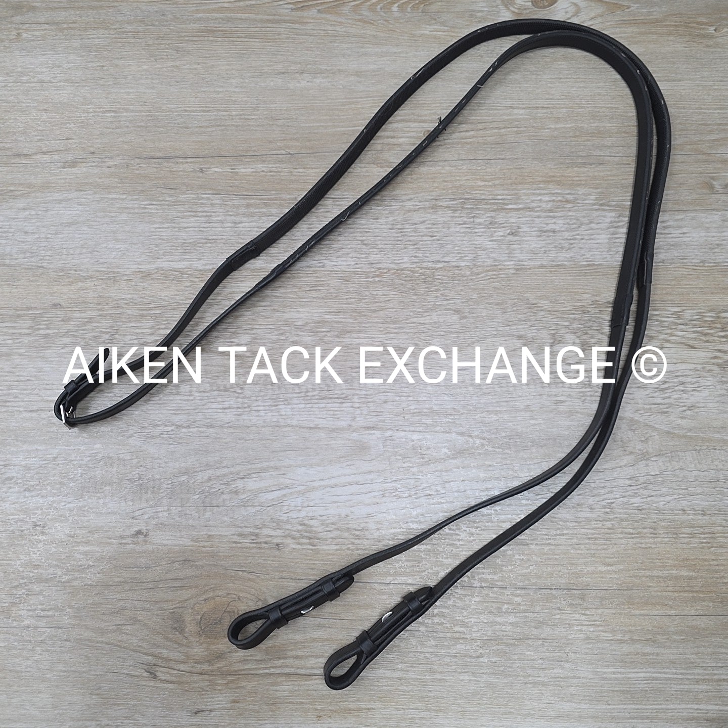 Rubber Lined Reins, Black, Full
