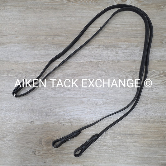 Rubber Lined Reins, Black, Full
