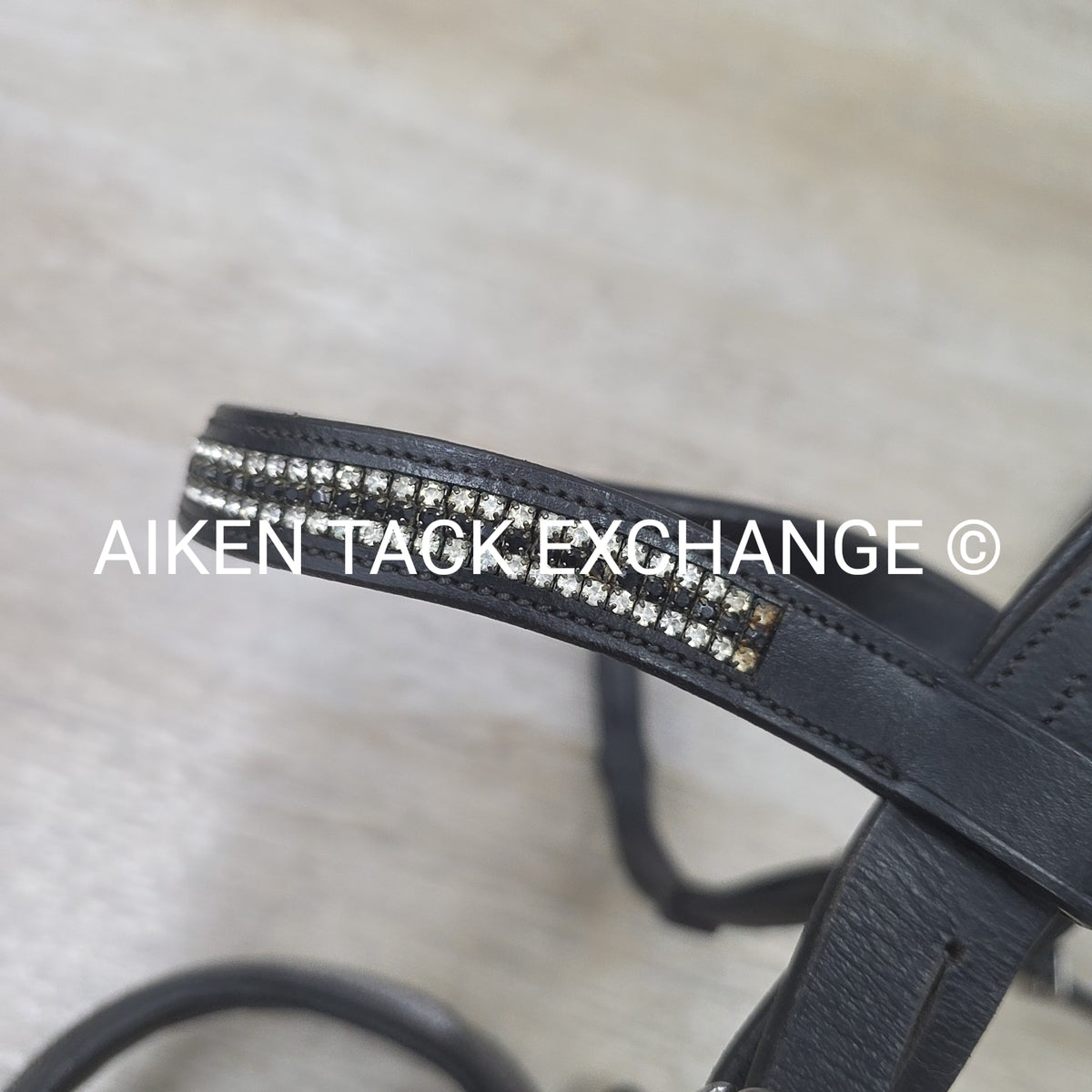Ovation Dressage Bridle, Missing Flash Strap, with Cotton Web Reins, Black, Full