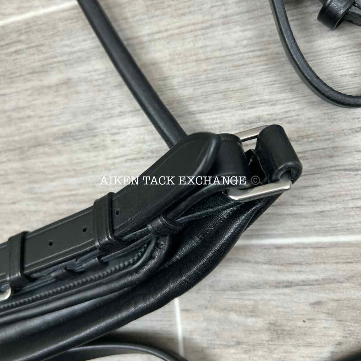 KL Select Flexion Rolled Snaffle Bridle with Reins, Black, Size Full