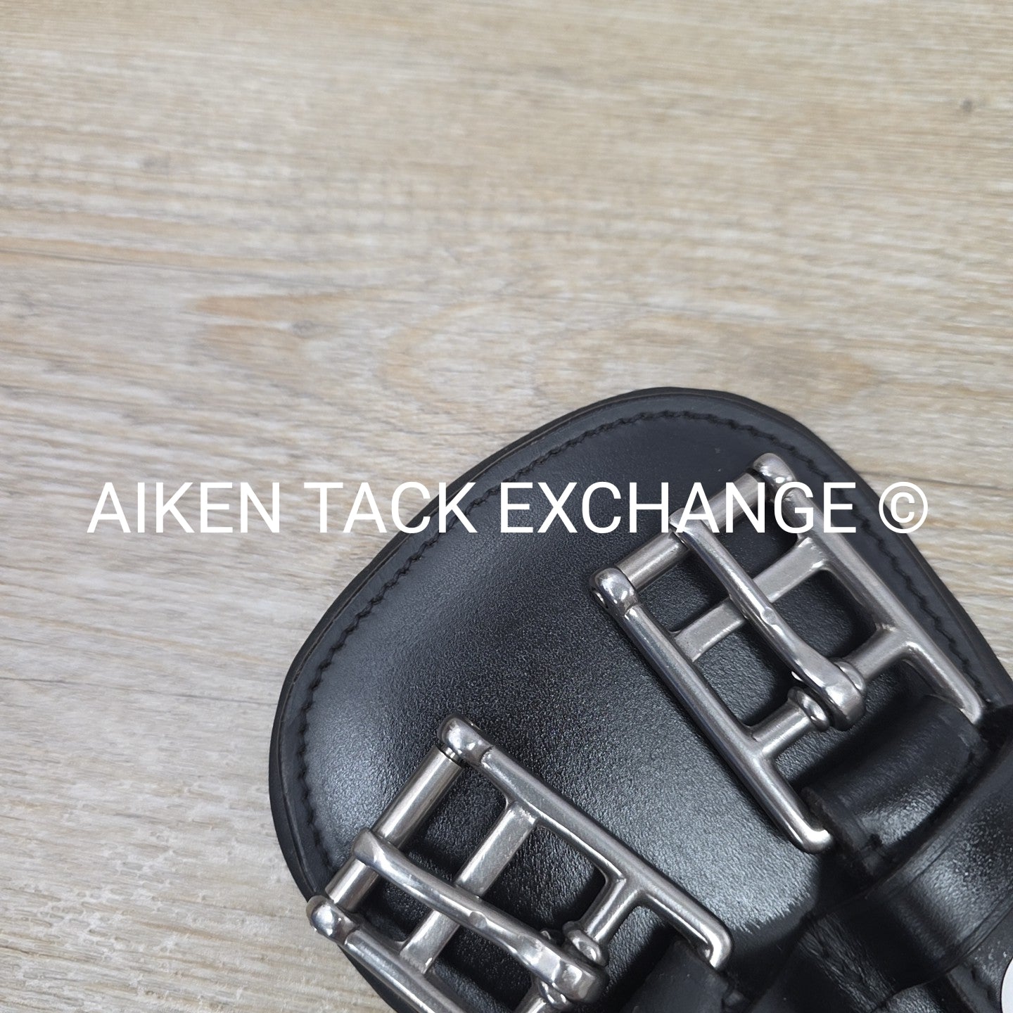 Padded Leather Contour Dressage Girth with Double End Elastic, Black, 22"