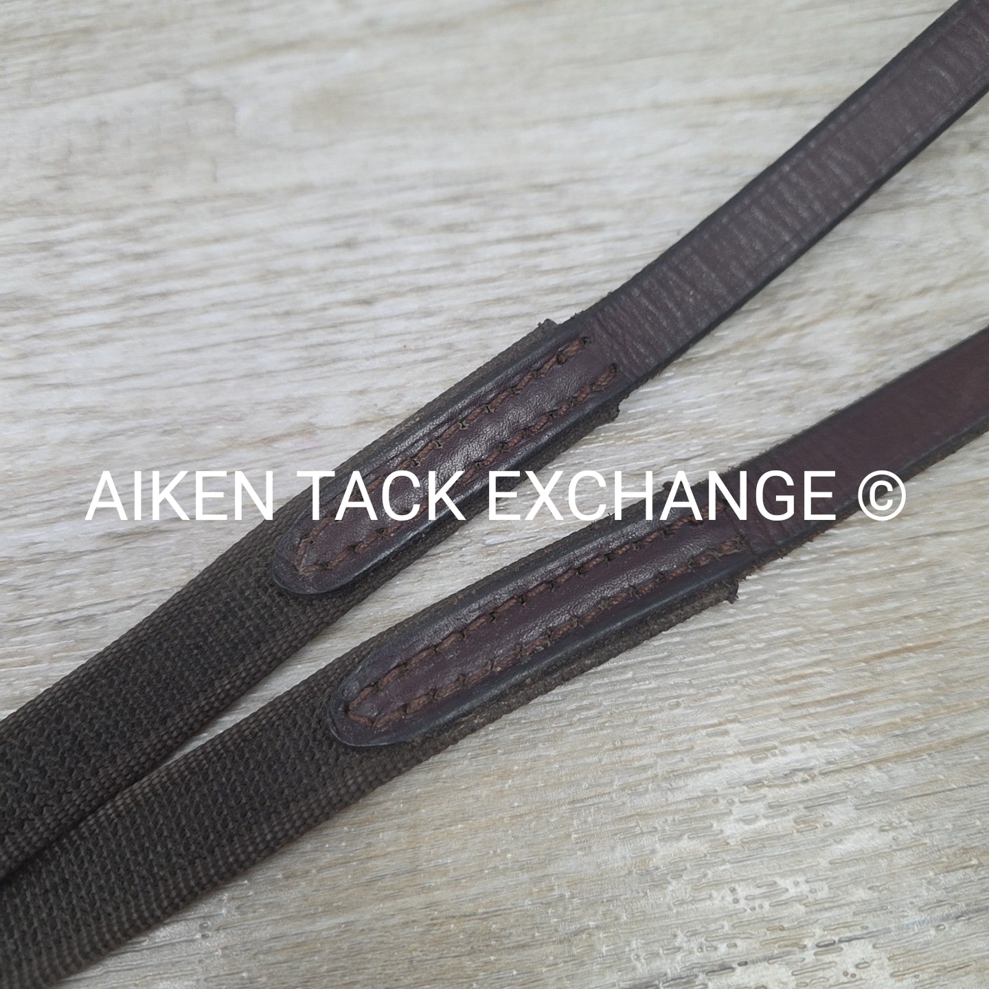 Rubberized Grip Reins with Hand Stops, Brown & Brass, 58"