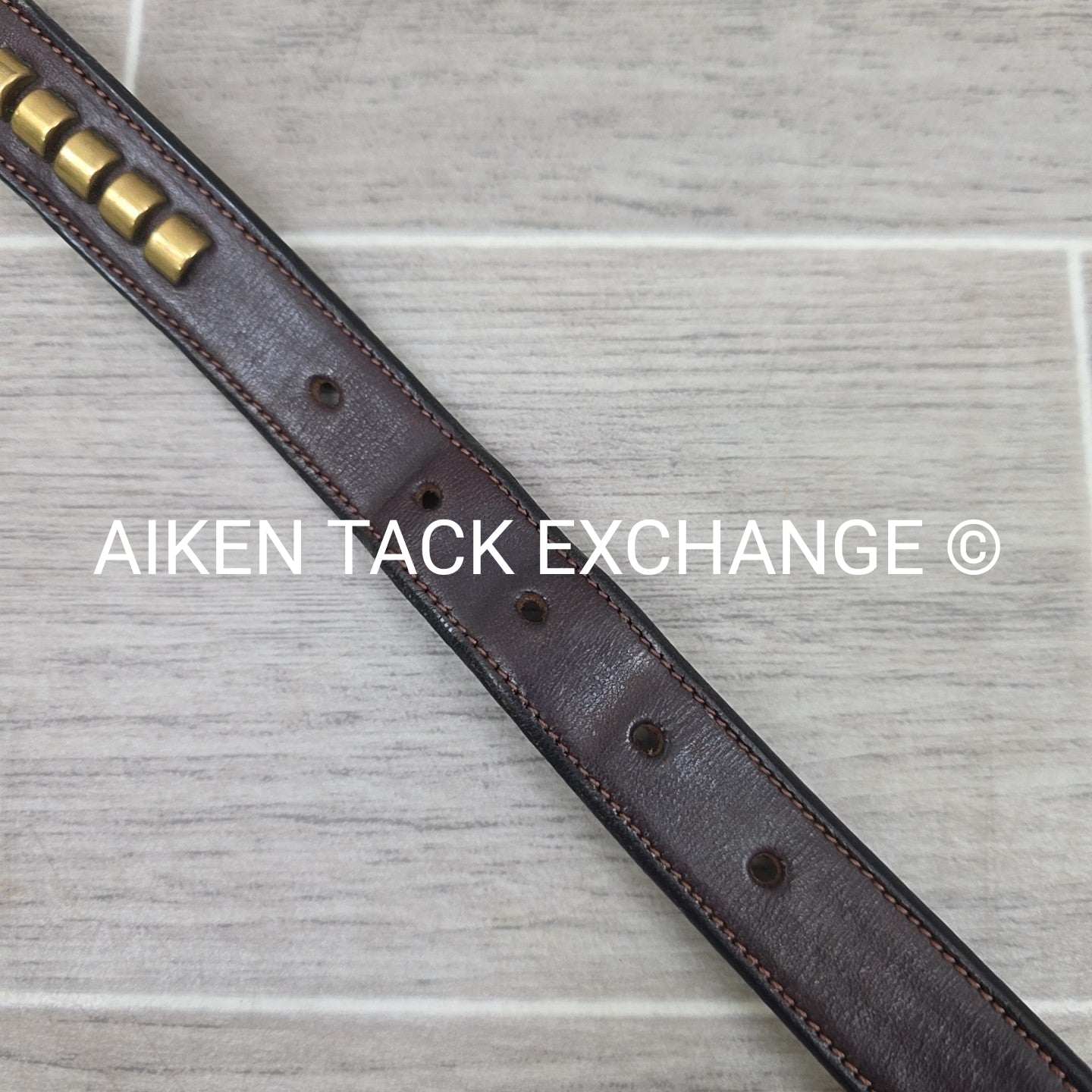 Tory Leather Brass Clincher Belt, Medium