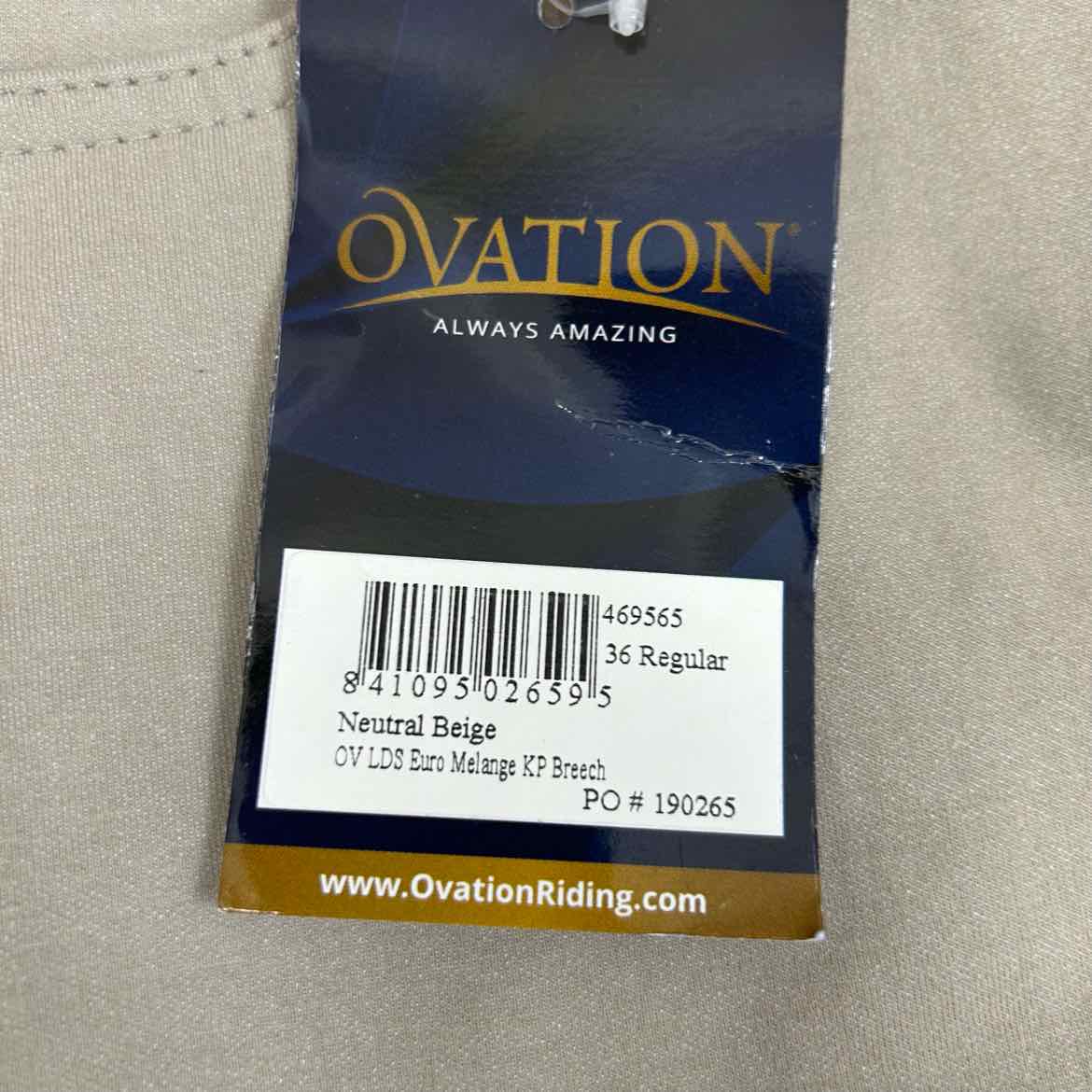 Ovation Euro Melange Knee Patch Breeches, Brand New, Size 36 R