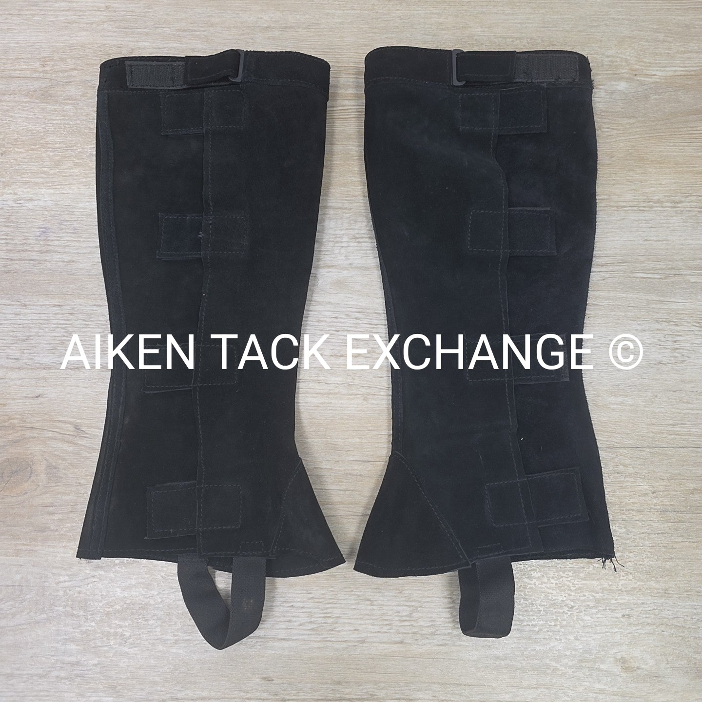 Suede Half Chaps, Black, Size Large