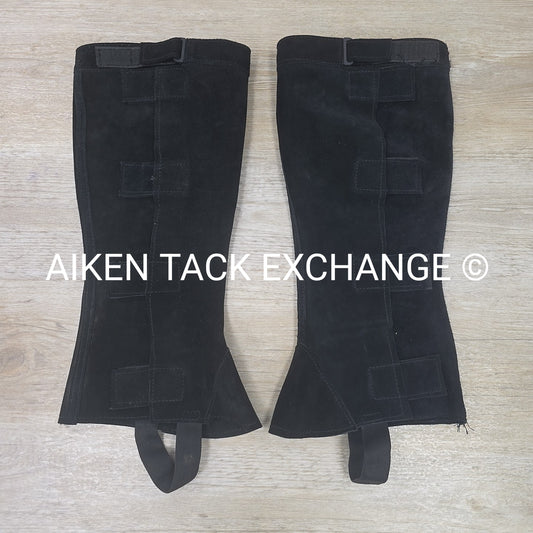 Suede Half Chaps, Black, Size Large