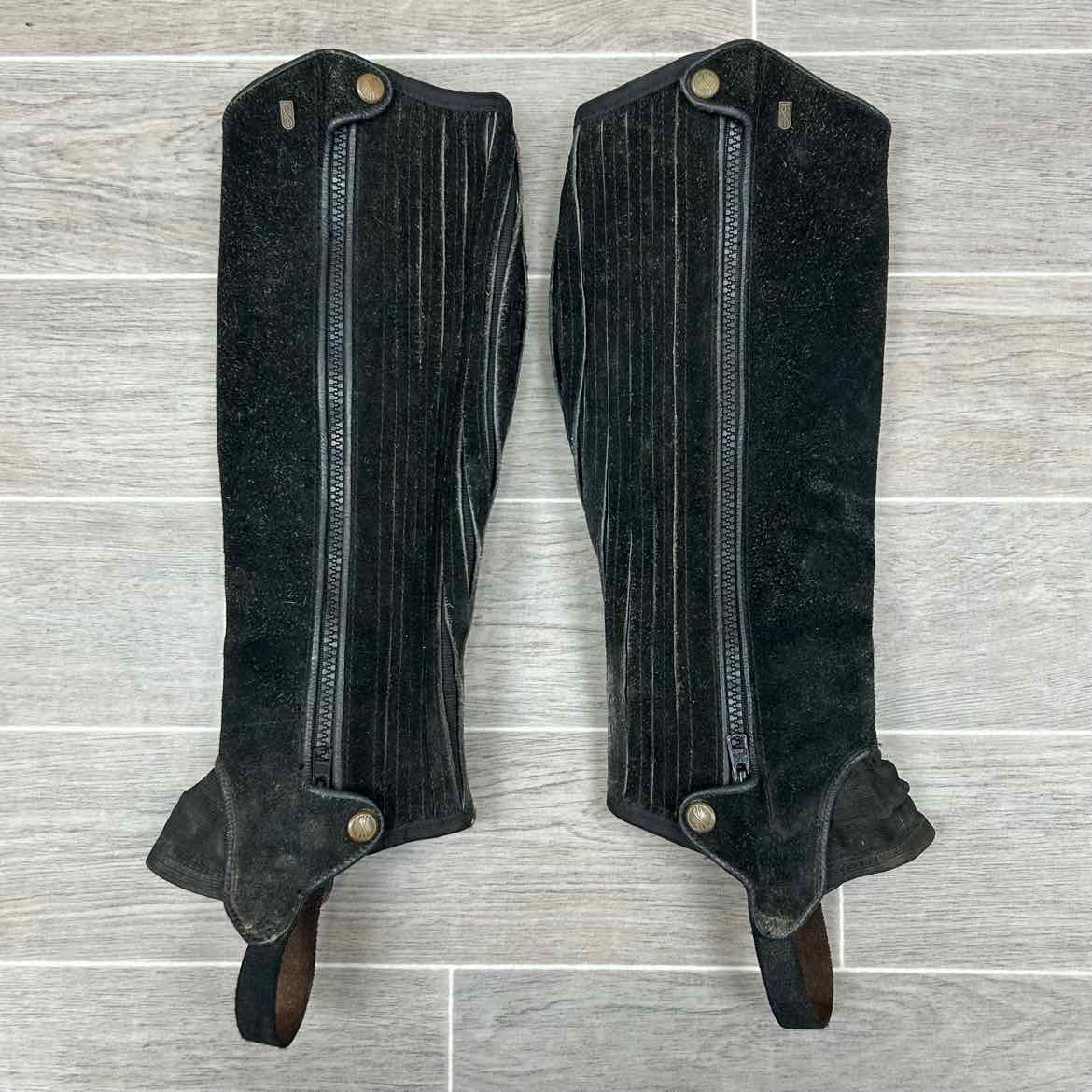Tredstep Suede Half Chaps, Black, Size Calf 16 Height 17